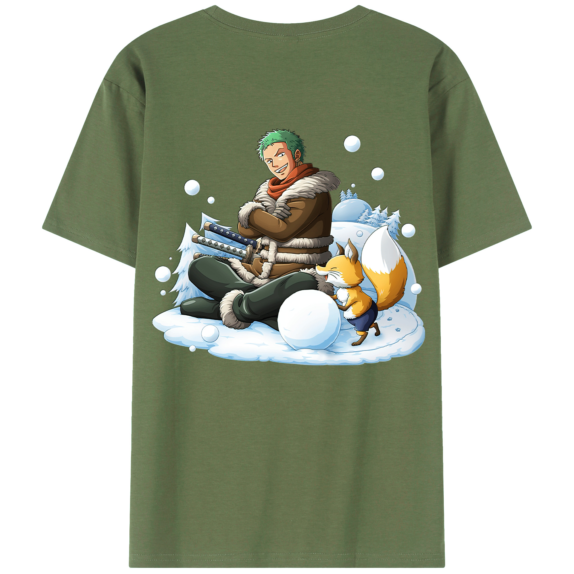 ワンピース ロロノア・ゾロ ONE PIECE Roronoa Zoro 綿100％ メンズ半袖Tシャツ（バックプリント） 通気性